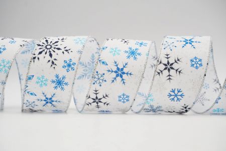 Текстурована стрічка зі сніжинками на дроті_KF7000G-1_біла